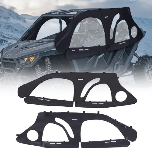 Cab Enclosure Upper Doors, Compatible with Polaris RZR PRO 2020-2024/Polaris RZR Turbo2022-2024, Soft Upper Doors, Upgraded Zipper UTV Soft Side Window Kit, Fit with Side Mirrors and Windshields