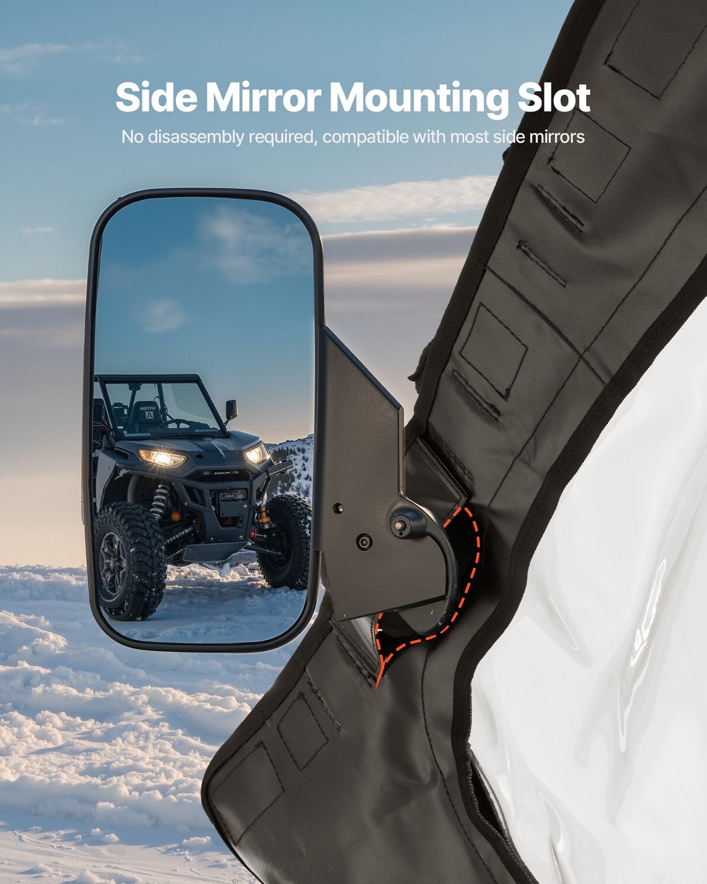 Cab Enclosure Upper Doors, Compatible with Polaris RZR PRO XP/Turbo R 2020-2024, Soft Upper Doors, Windproof Upgraded Zipper UTV Soft Side Window Kit, Work with Side Mirrors and Windshields