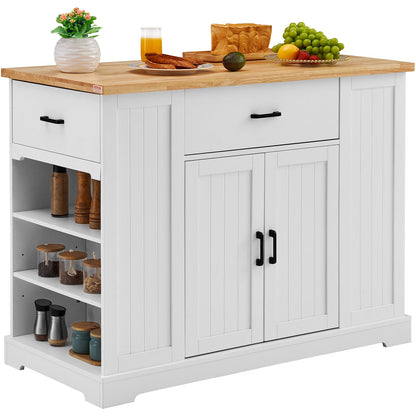 Kitchen Island Cart Storage Cabinet Serving Cart with Drawer and Shelves