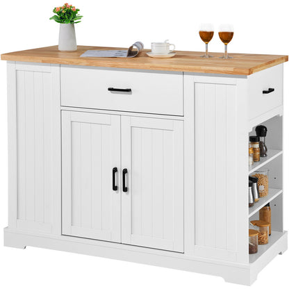 Kitchen Island Cart Storage Cabinet Serving Cart with Drawer and Shelves