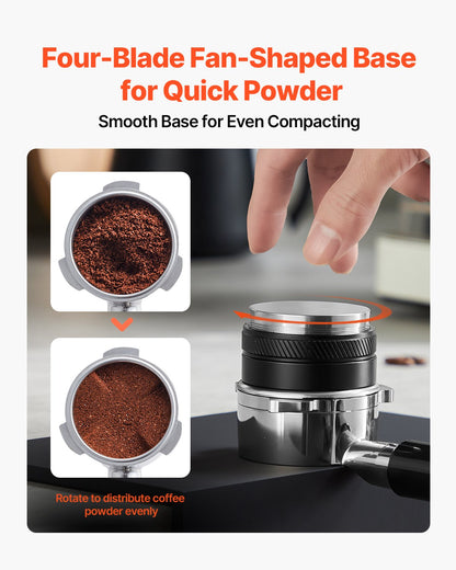 Coffee Distributor 58mm, 2-in-1 Adjustable Espresso Distributor with Fan-Shaped Base, Coffee Distributor 304 Stainless Steel with Easy-to-Disassemble Design