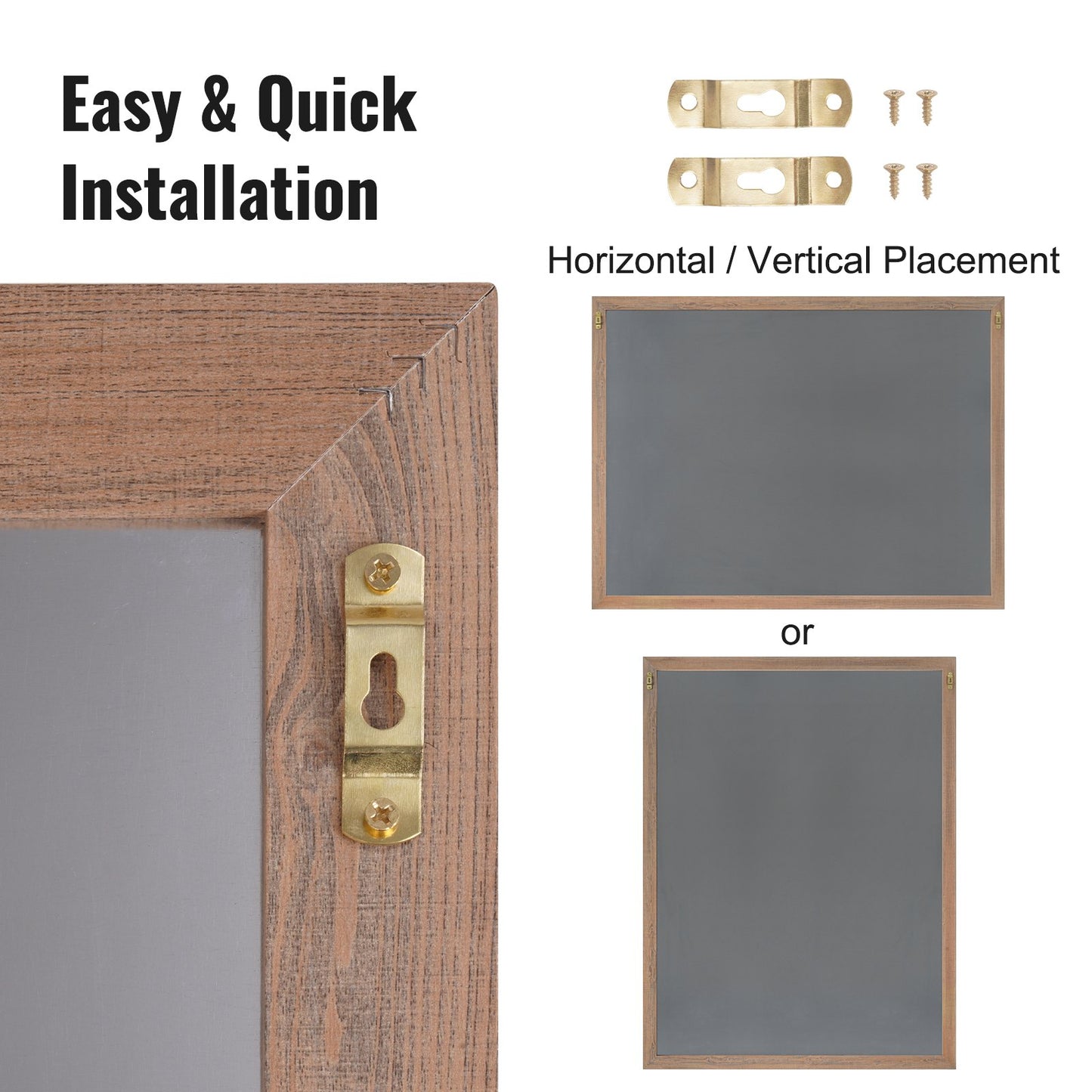 Magnetisk kritatavla, hängande meddelandeskyltar med krita och suddgummi, vintage svarta tavlor i trä, rustik brun inramad kalender och anslagstavlor, 35"x46", kök, heminredning, bröllop