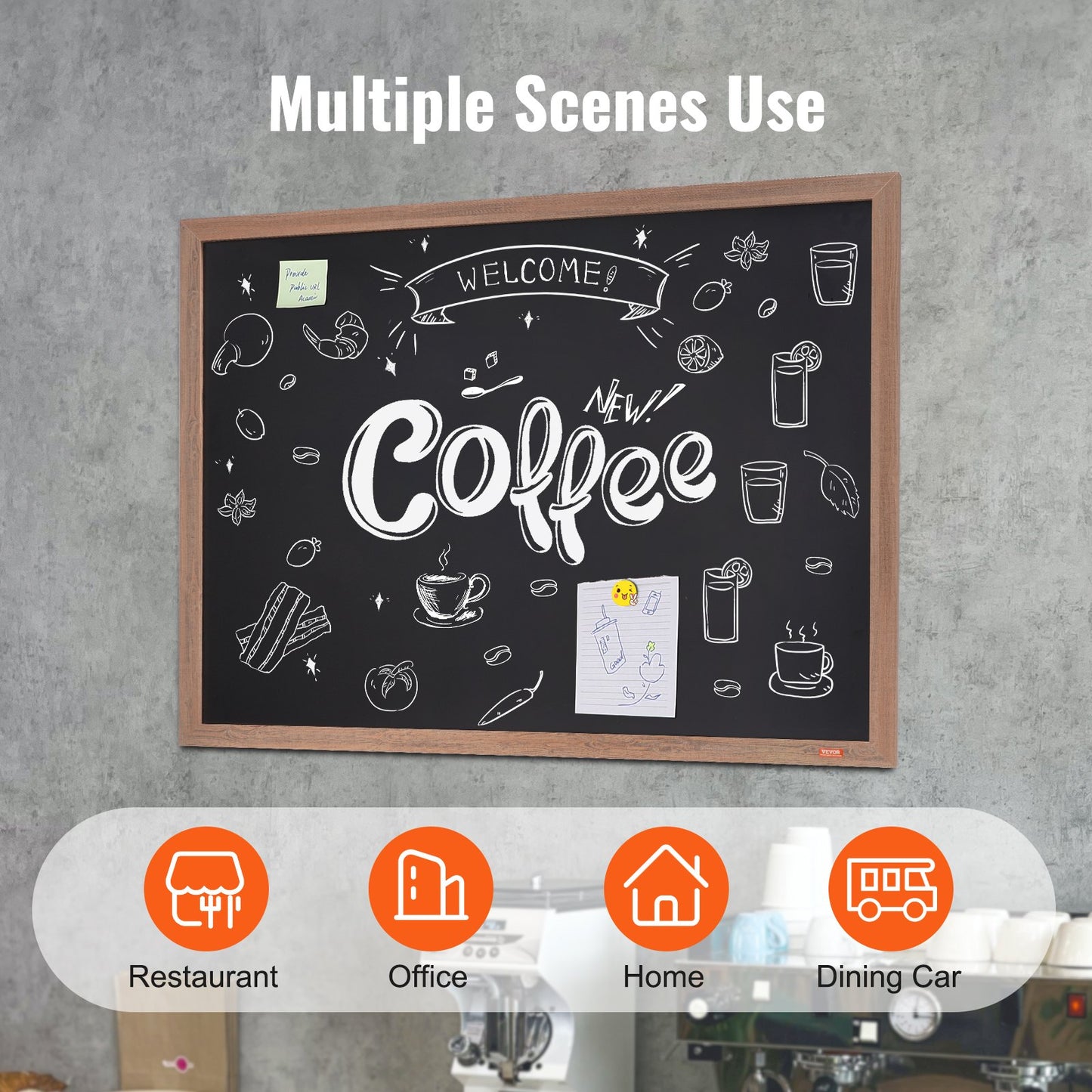 Magnetisk kritatavla, hängande meddelandeskyltar med krita och suddgummi, vintage svarta tavlor i trä, rustik brun inramad kalender och anslagstavlor, 35"x46", kök, heminredning, bröllop