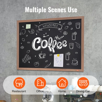 Magnetisk kritatavla, hängande meddelandeskyltar med krita och suddgummi, vintage svarta tavlor i trä, rustik brun inramad kalender och anslagstavlor, 35"x46", kök, heminredning, bröllop