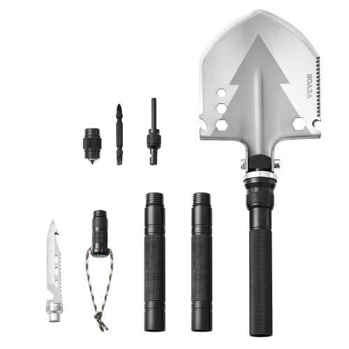 Survival Shovel, 11 in 1 Camping Shovel Folding Multitool, Military Grade Portable Compact Tactical Shovel, Multifunction for Off-Roading, Camping, Hiking, Outdoor, Survivalist and Emergency