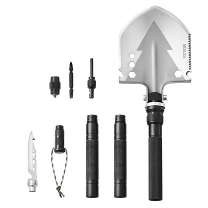 Survival Shovel, 11 in 1 Camping Shovel Folding Multitool, Military Grade Portable Compact Tactical Shovel, Multifunction for Off-Roading, Camping, Hiking, Outdoor, Survivalist and Emergency