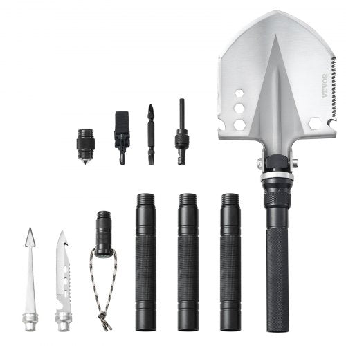 Survival Shovel, 13 in 1 Camping Shovel Folding Multitool, Military Grade Portable Compact Tactical Shovel, Multifunction for Off-Roading, Camping, Hiking, Outdoor, Survivalist and Emergency