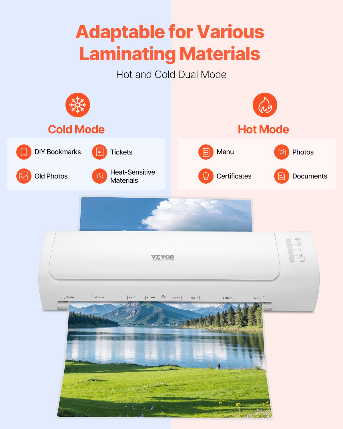 Laminator Machine, Cold and Hot Laminator for Max A3 Paper Size, 1 min Quick Warm Thermal Laminator, 3-5 mil Thickness, Ideal for Home, Office, Business, or School Supplies, White + Grey