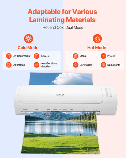 Laminator Machine, Cold and Hot Laminator for Max A3 Paper Size, 1 min Quick Warm Thermal Laminator, 3-5 mil Thickness, Ideal for Home, Office, Business, or School Supplies, White + Grey