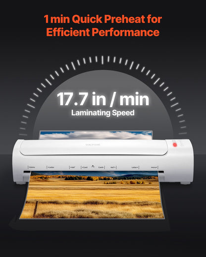 Laminator Machine, Cold and Hot Laminator for Max A3 Paper Size, 1 min Quick Warm Thermal Laminator, 3-5 mil Thickness, Ideal for Home, Office, Business, or School Supplies, White + Grey