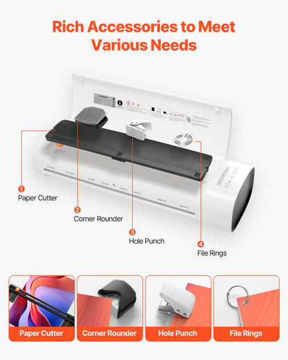 Laminator Machine, Cold and Hot Laminator for Max A3 Paper Size, 1 min Quick Warm Thermal Laminator, 3-5 mil Thickness, Ideal for Home, Office, Business, or School Supplies, White + Grey