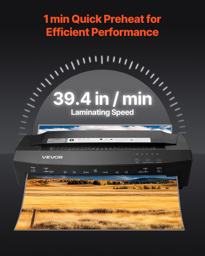 Laminator Machine, Cold and Hot Lamination for Max A3 Paper Size, 1 min Quick Warm Portable Laminator, 3-10 mil Thickness, Ideal for Home, Office, Business, or School Supplies, Black