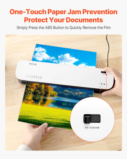 Laminator Machine, Thermal Laminator for Max A3 Paper Size, 2-3 min Quick Warm Portable Laminator, 3-5 mil Thickness, Ideal for Home, Office, Business, or School Supplies, White + Black