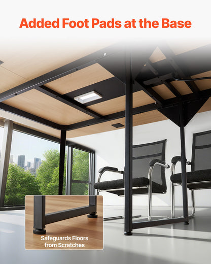 Conference Table, 8 ft Boat Shaped Office Meeting Table with Charge Station for 10 Person, Modern Boat Seminar Meeting Desk with Metal Legs for Office, Boardroom, Conference Room, Easy Assembly