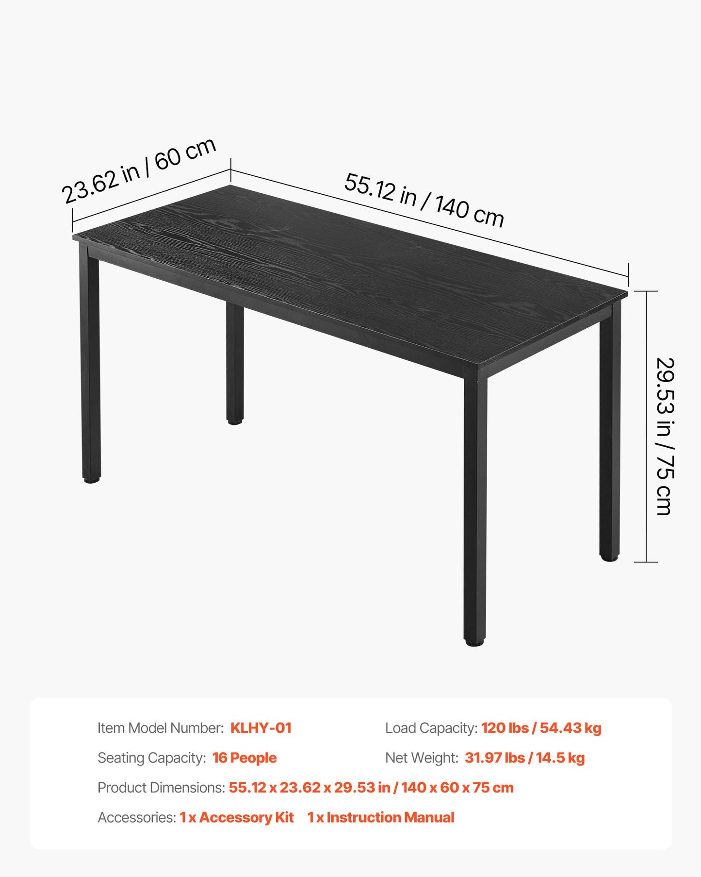 Conference Table, Set of 6, 4.5 ft Office Meeting Table for 16 Person, Flexible Combination Desk Set, Modern Rectangle Meeting Desk with Metal Legs for Office, Conference Room, Easy Assembly