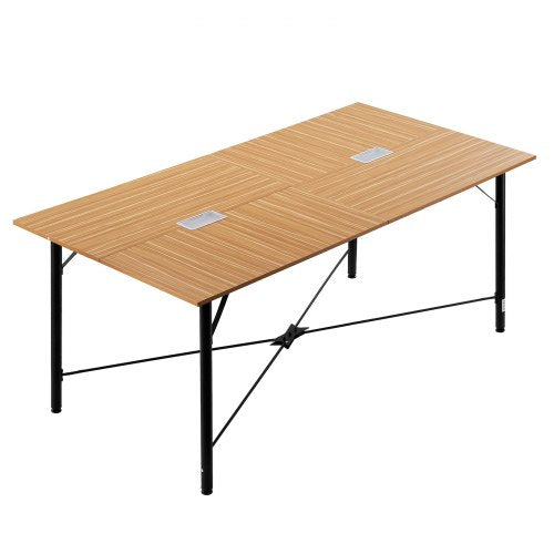 Conference Table, 6 ft Office Meeting Table for 6-8 Person, Modern Rectangle Seminar Desk with Metal Legs, Meeting Desk Ideal for Office, Boardroom, Conference Room, Easy Assembly, Brown