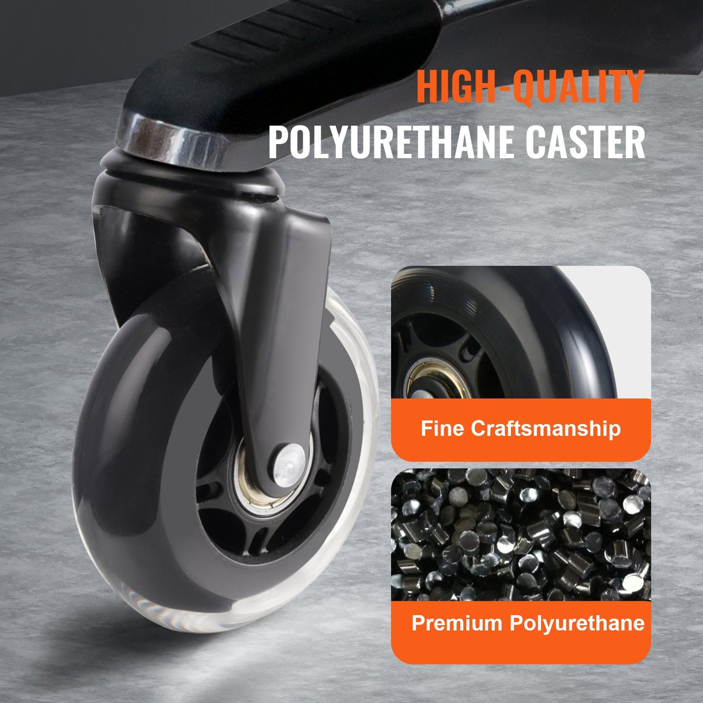 Office Chair Casters, Set of 5.3 Inch Casters Replace Hardwood Floors and Carpets, Heavy Duty Computer Gaming Casters with 130 lbs Load Capacity, Universal Fit for Most Chairs