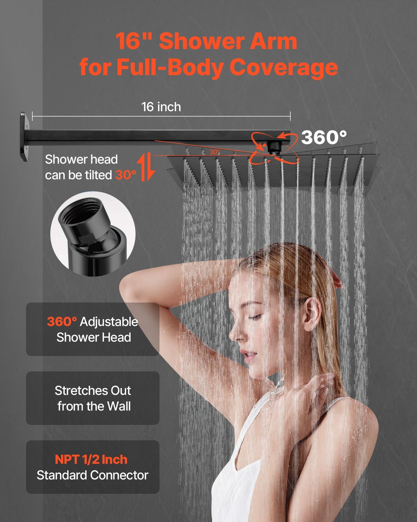 Shower Faucet Set, Rainfall Bathroom Shower System with 12-Inch Square Rain Shower Head and Handheld Spray, Wall Mounted Bath Fixtures with Brass Valve and Trim Kit, Matte Black