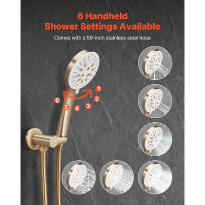 Duschmischer-Set, 10 Zoll, runder Regenduschkopf und Handbrause-Set, gebürstetes Gold