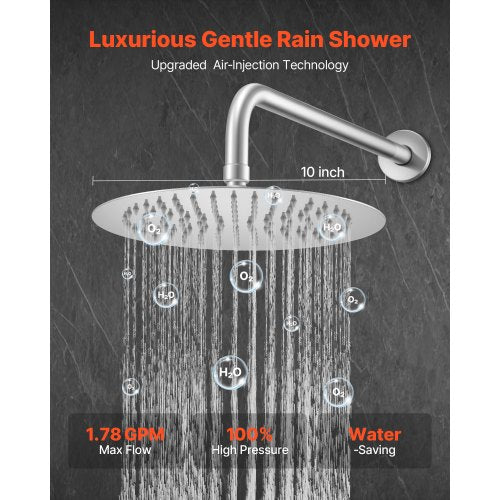 Shower mixer set 10" round rain shower head and hand shower set brushed nickel