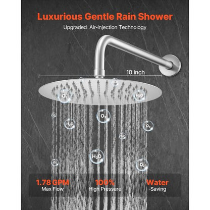 Shower mixer set 10" round rain shower head and hand shower set brushed nickel