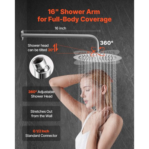 Shower mixer set 10" round rain shower head and hand shower set brushed nickel