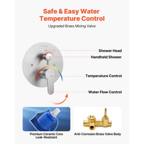 Shower mixer set 10" round rain shower head and hand shower set brushed nickel