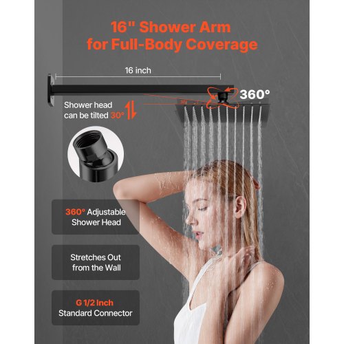 Shower mixer set 20 cm square rain shower head and hand shower set matte black