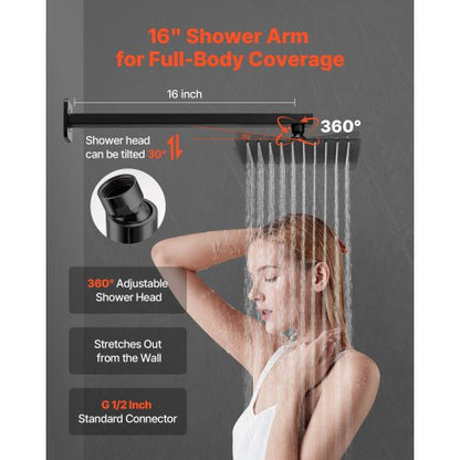 Shower mixer set 20 cm square rain shower head and hand shower set matte black