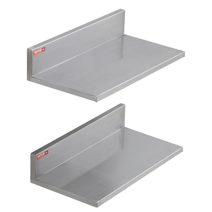 8.6" x 16" Stainless Steel Shelf, Wall Mounted Floating Shelves with Backsplash, 44 lbs Load Capacity Commercial Shelves, Heavy Duty Storage Rack for Restaurant, Kitchen, Bar, Home and Hotel