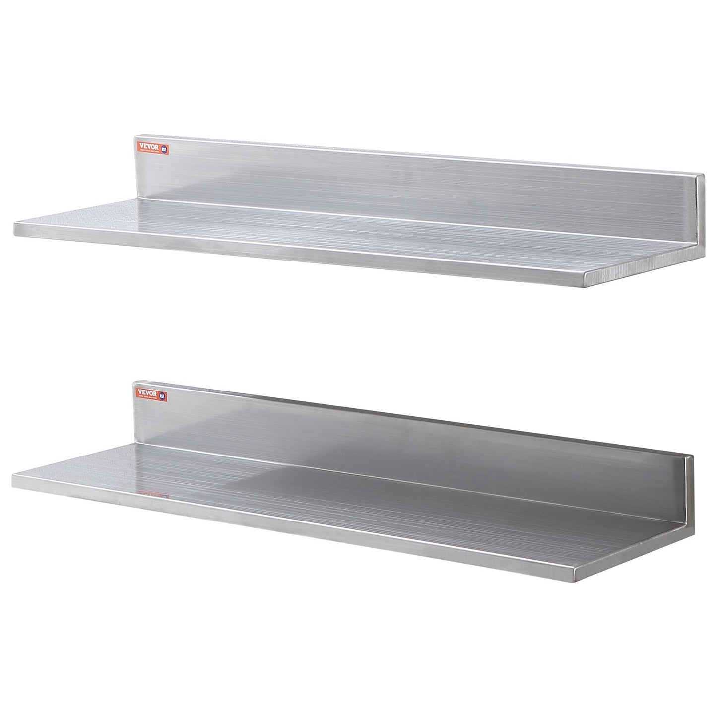 8.6" x 30" Stainless Steel Shelf, Wall Mounted Floating Shelves with Backsplash, 44 lbs Load Capacity Commercial Shelves, Heavy Duty Storage Rack for Restaurant, Kitchen, Bar, Home and Hotel