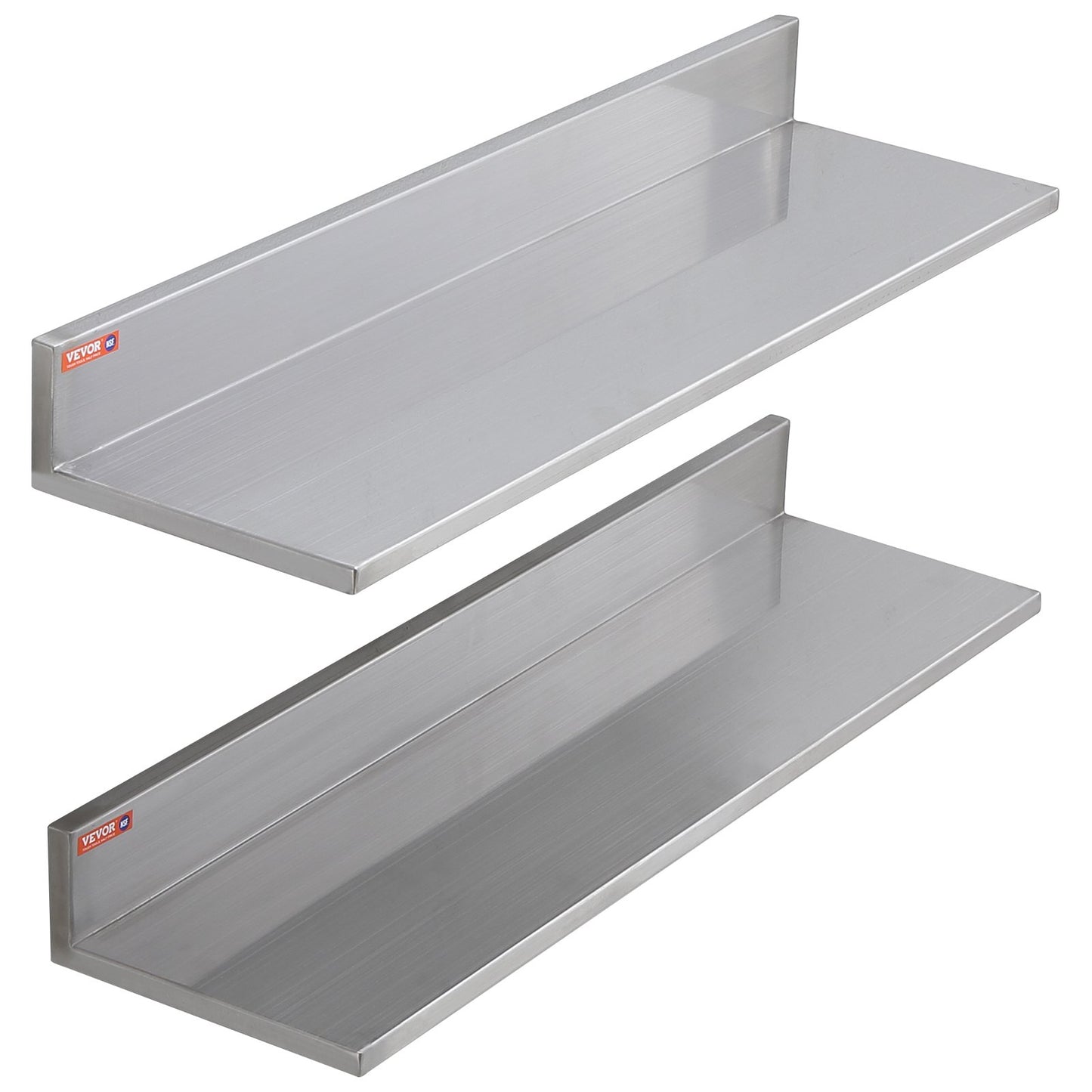 8.6" x 30" Stainless Steel Shelf, Wall Mounted Floating Shelves with Backsplash, 44 lbs Load Capacity Commercial Shelves, Heavy Duty Storage Rack for Restaurant, Kitchen, Bar, Home and Hotel