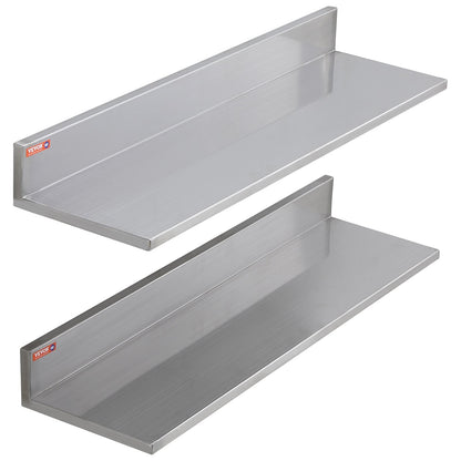 8.6" x 30" Stainless Steel Shelf, Wall Mounted Floating Shelves with Backsplash, 44 lbs Load Capacity Commercial Shelves, Heavy Duty Storage Rack for Restaurant, Kitchen, Bar, Home and Hotel