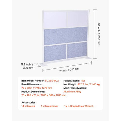 Kontorsavdelare Sekretesspanel, 1-pack, 1778 x 1778 mm Modulär Väggrumsavdelare, PET Arbetsstation Båsavdelare med Frostade Fönster, Fristående Sekretesspanel för Kontorsbibliotek |  EU