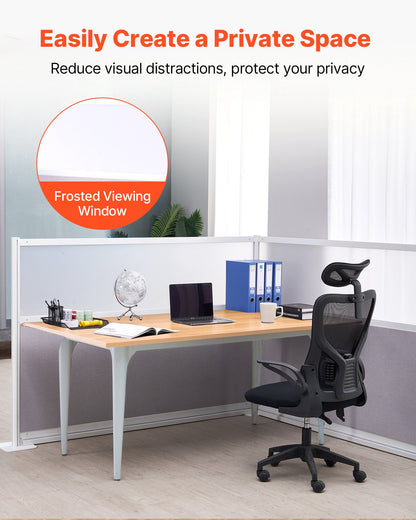 Office Divider Privacy Partitions, 2-Pack, 72" x 48" Room Divider Walls, PET Workstation Cubicle Partition with Frosted Acrylic Windows, Freestanding Privacy Panels for Office Library School