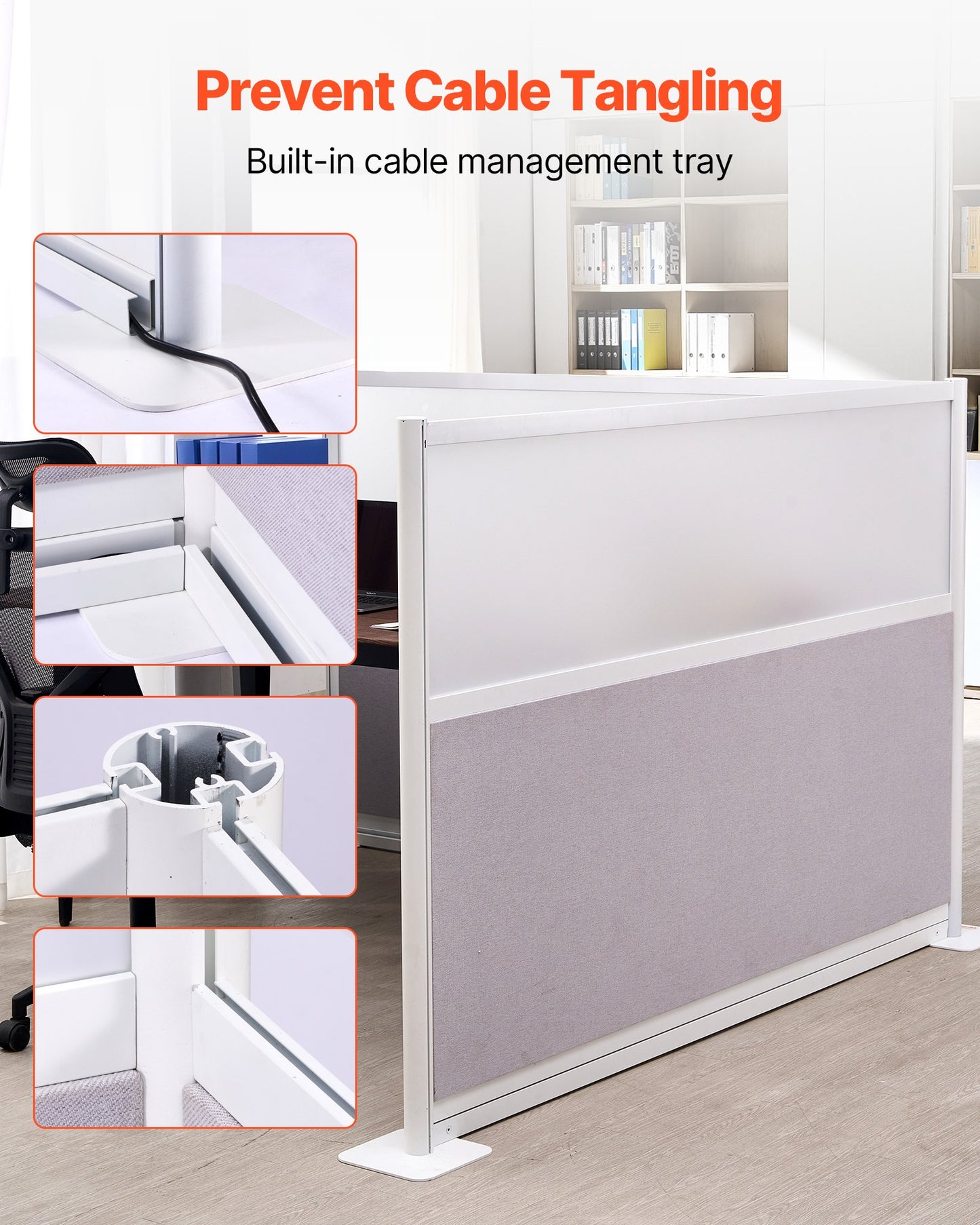 Office Divider Privacy Partitions, 2-Pack, 72" x 48" Room Divider Walls, PET Workstation Cubicle Partition with Frosted Acrylic Windows, Freestanding Privacy Panels for Office Library School