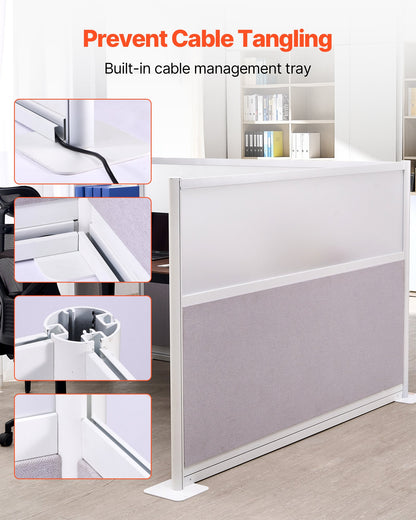 Office Divider Privacy Partitions, 2-Pack, 72" x 48" Room Divider Walls, PET Workstation Cubicle Partition with Frosted Acrylic Windows, Freestanding Privacy Panels for Office Library School