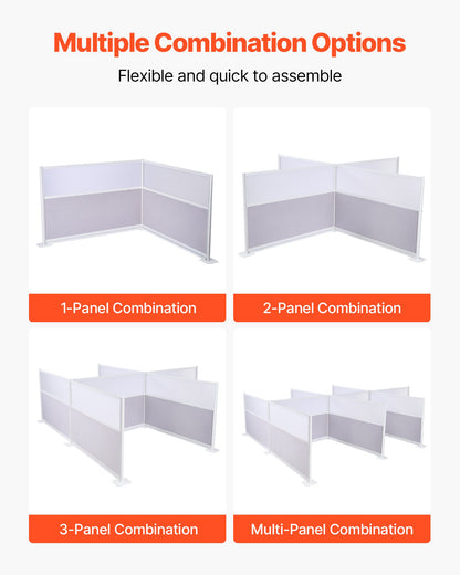 Office Divider Privacy Partitions, 2-Pack, 72" x 48" Room Divider Walls, PET Workstation Cubicle Partition with Frosted Acrylic Windows, Freestanding Privacy Panels for Office Library School