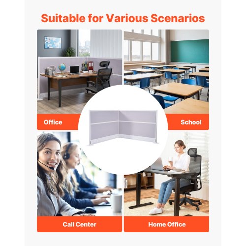 Kontorsavdelare, 2-pack, 1,83m x 1,22m rumsavdelare, PET-arbetsstationsbåsavdelare med uttagsskydd, fristående avskärmningar för kontor, bibliotek, skola |  EU