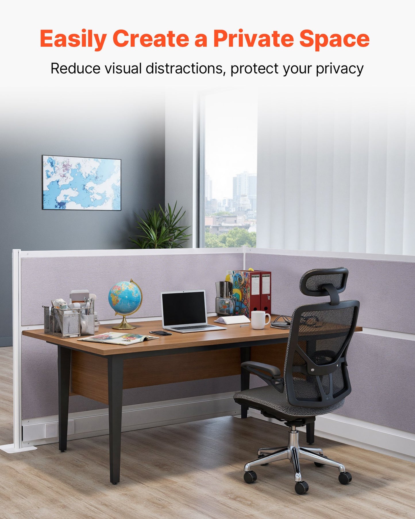 Office Divider Privacy Partitions, 2-Pack, 72" x 48" Room Divider Walls, PET Workstation Cubicle Partition with Outlet Covers, Freestanding Privacy Panels for Office Library School