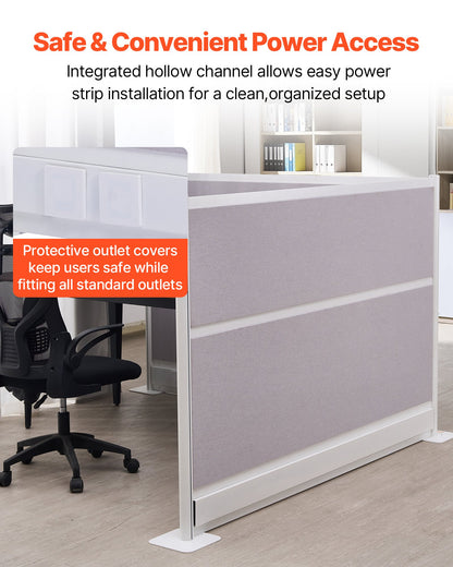 Office Divider Privacy Partitions, 2-Pack, 72" x 48" Room Divider Walls, PET Workstation Cubicle Partition with Outlet Covers, Freestanding Privacy Panels for Office Library School