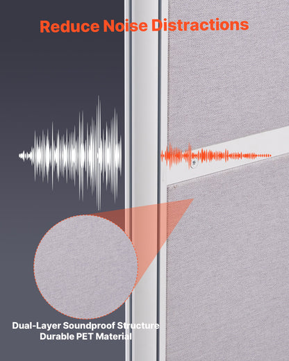 Office Divider Privacy Partitions, 2-Pack, 72" x 48" Room Divider Walls, PET Workstation Cubicle Partition with Outlet Covers, Freestanding Privacy Panels for Office Library School