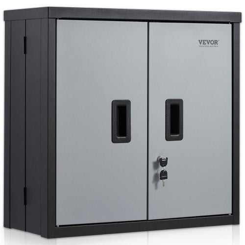 Foldable Wall Cabinet, Metal Garage Locker Mounted 26" Small Tool Chest 240 LBS Loading Capacity Adjustable Shelf Magnetic Door File for Warehouse Office Home Black