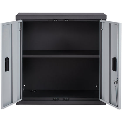Foldable Wall Cabinet, Metal Garage Cabinet Assembled 26" Small Tool Box 240 LBS Load Capacity Adjustable Shelf Magnetic Door File for Warehouse Office Home Black