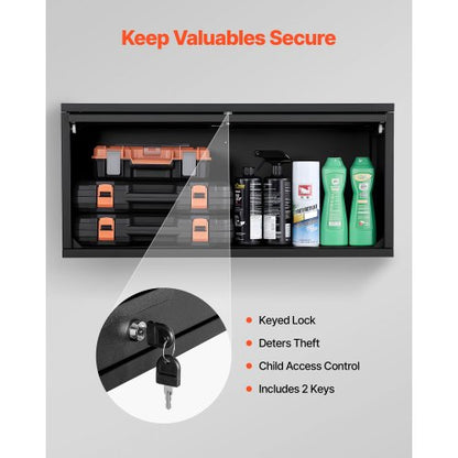 Metallväggskåp, 77B x 30,5D x 35,6H cm, Flytande verktygsskåp för garage med uppfällbar dörr, 54,5 kg belastning per hyllplan, Lämplig för garage, källare, kök, lager, montering krävs |  EU