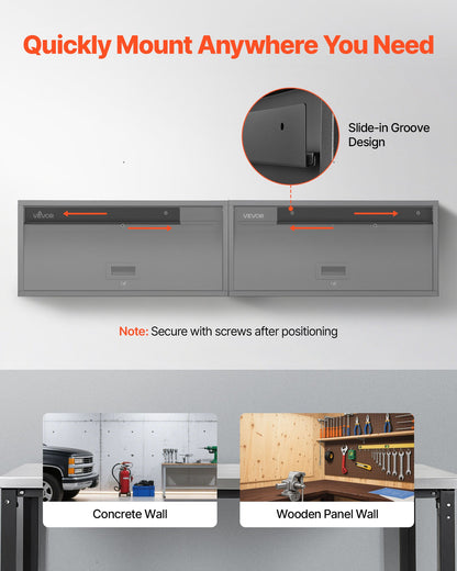 Metal Wall Cabinet, 27.56W x 12.01D x 14.02H Inch, Floating Garage Tool Cabinet with Up-Flip Door, 120 lbs Load per Shelf, Fit for Garage, Basement, Kitchen, Warehouse, Assembly Required