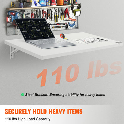 Wall Mounted Floating Folding Table Laptop Desk Home Office 35.43x19.69 Inch