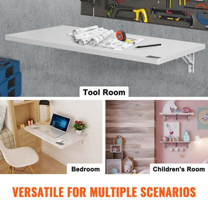 Wall Mounted Floating Folding Table Laptop Desk Home Office 35.43x19.69 Inch