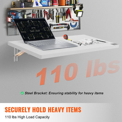 Wall Mounted Floating Folding Table Laptop Desk Home Office 31.5x15.75 Inch