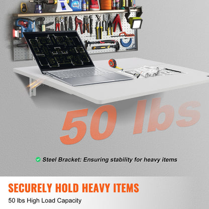 Wall Mounted Floating Folding Table Laptop Desk Home Office 31.5 x 23.6 Inch